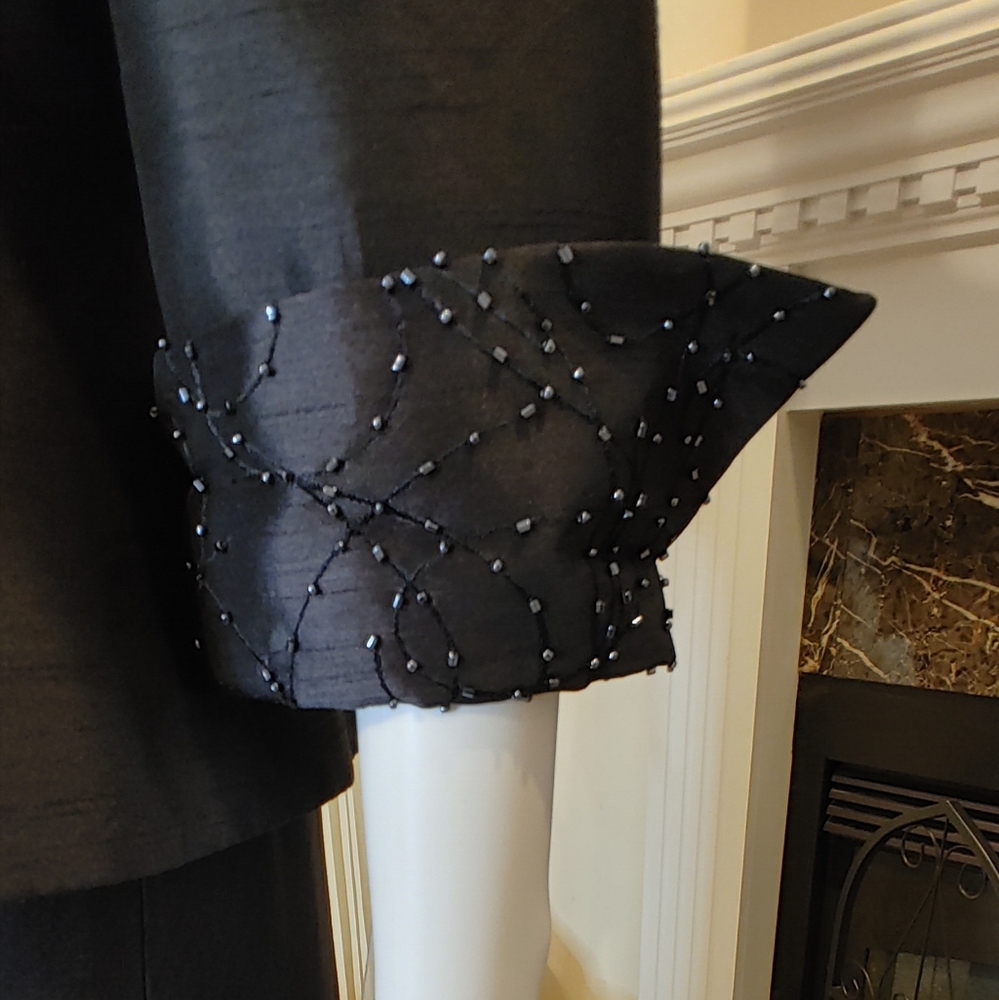 CACHET BLACK SHANTUNG 2 PC. DRESS W/ JACKET 8 - Picture 8 of 11